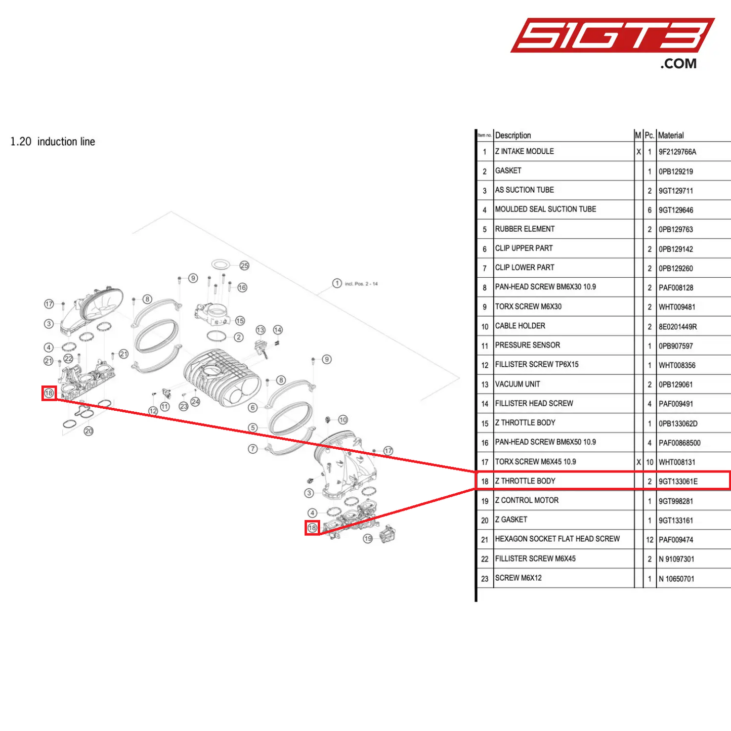 Z THROTTLE BODY - 9GT133061E [PORSCHE 718 Cayman GT4 RS Clubsport]