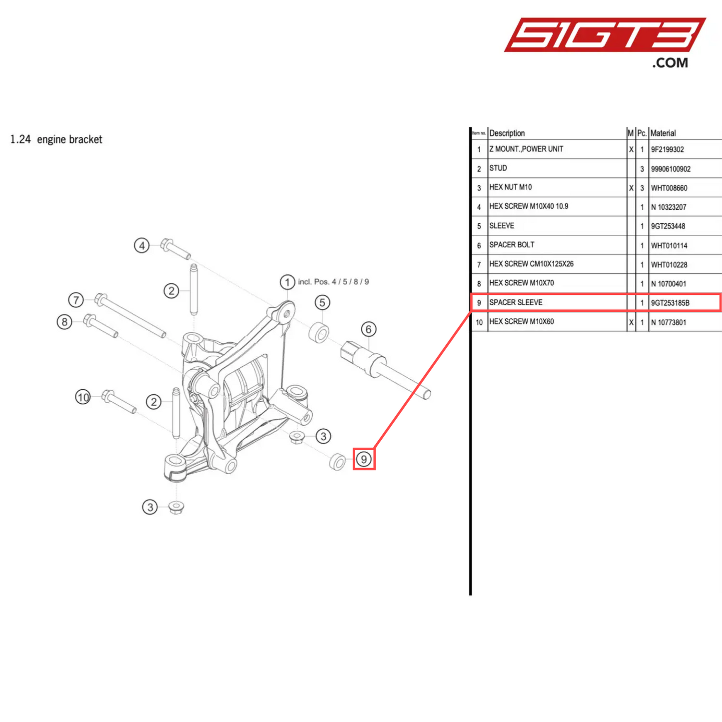 SPACER SLEEVE - 9GT253185B [PORSCHE 718 Cayman GT4 RS Clubsport]