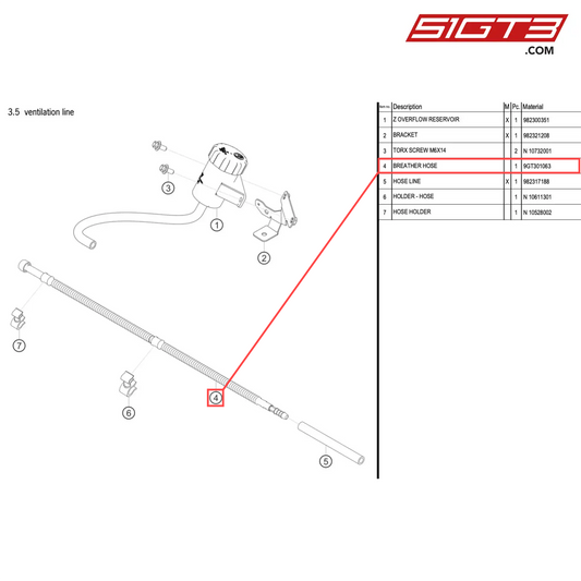 BREATHER HOSE - 9GT301063 [PORSCHE 718 Cayman GT4 RS Clubsport]