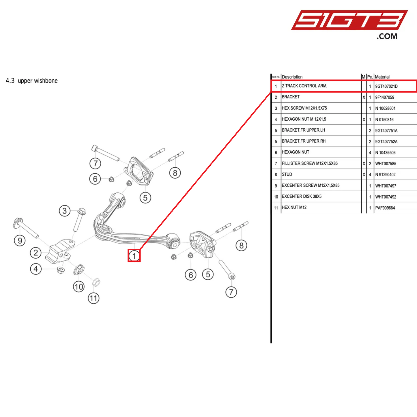 Z TRACK CONTROL ARM, - 9GT407021D [PORSCHE 992.1 GT3 Cup]