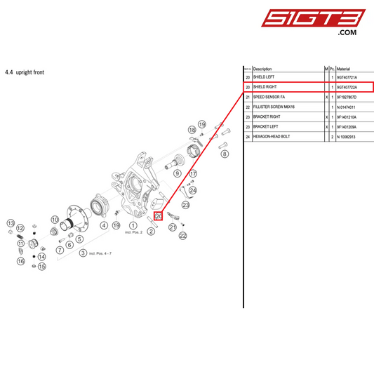 SHIELD RIGHT - 9GT407722A [PORSCHE 992.1 GT3 Cup]