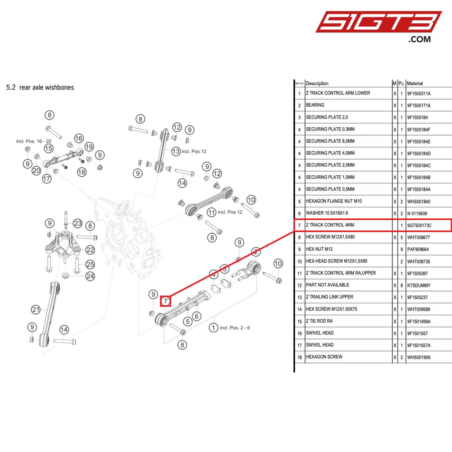 Z TRACK CONTROL ARM - 9GT505173C [PORSCHE 992.1 GT3 Cup]