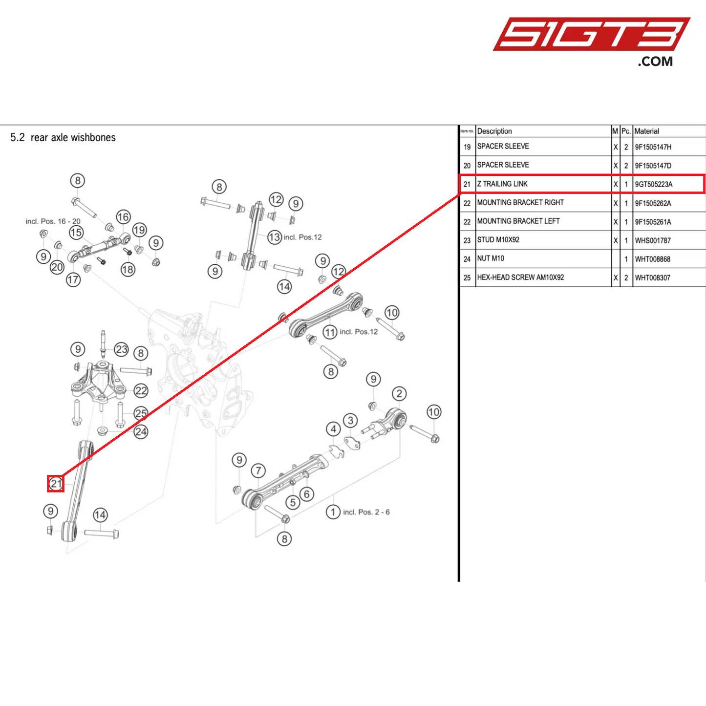 Z TRAILING LINK - 9GT505223A [PORSCHE 911 GT3 Cup Type 992]