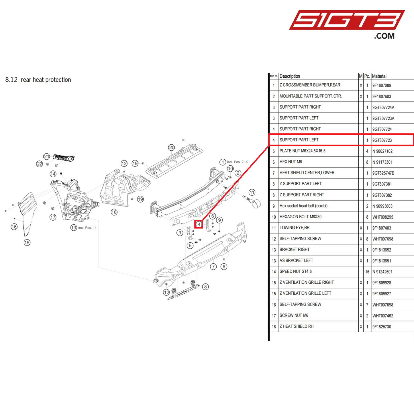 SUPPORT PART LEFT - 9GT807723 [PORSCHE 911 GT3 Cup Type 992]