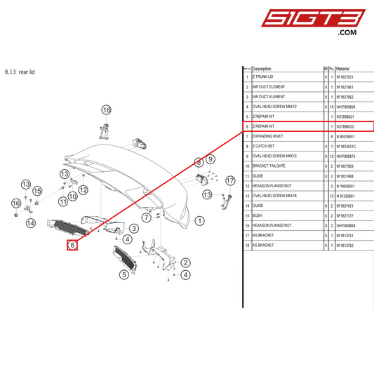 Z REPAIR KIT - 9GT898022 [PORSCHE 992.1 GT3 Cup]