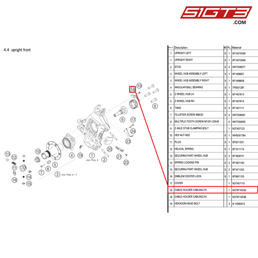 CABLE HOLDER CABLING,FA - 9GT971003A [PORSCHE 992.1 GT3 Cup]