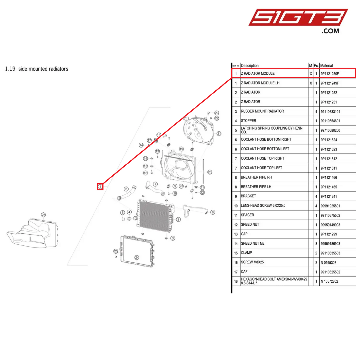 Z RADIATOR MODULE - 9P1121250F [PORSCHE 991.1 GT3 Cup (2017)]