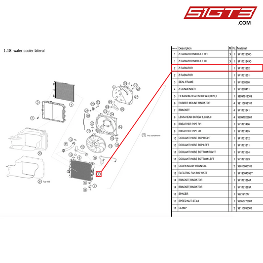 Z RADIATOR - 9P1121252 [PORSCHE 911 GT2 RS Clubsport]
