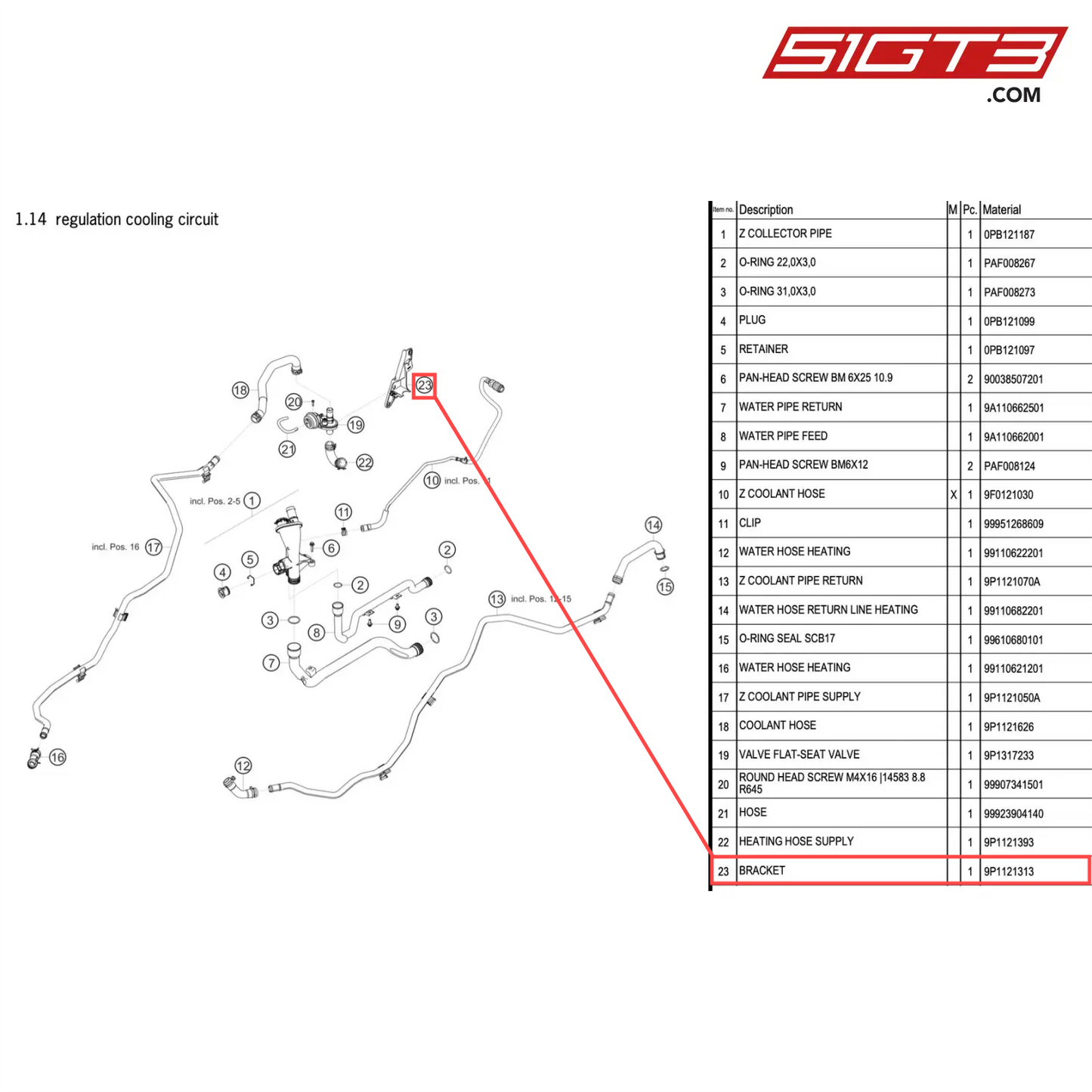 BRACKET - 9P1121313 [PORSCHE 911 GT2 RS Clubsport]