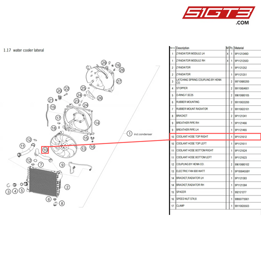 COOLANT HOSE TOP RIGHT - 9P1121612 [PORSCHE 718 Cayman GT4 Clubsport]