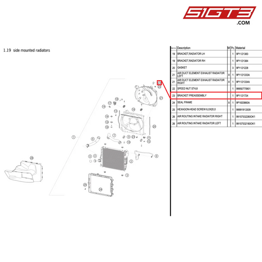 BRACKET PREASSEMBLY - 9P1121724 [PORSCHE 991.1 GT3 Cup (2017)]