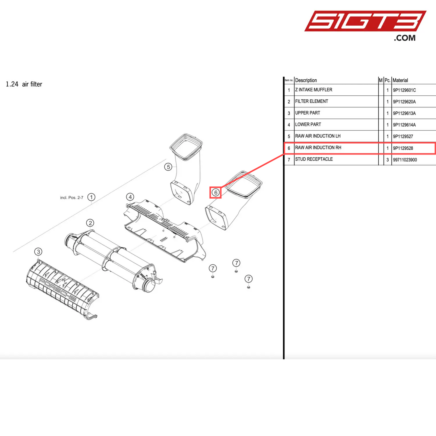 RAW AIR INDUCTION RH - 9P1129528 [PORSCHE 911 GT2 RS Clubsport]