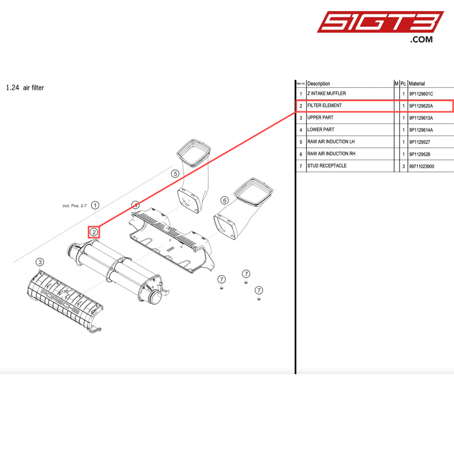 FILTER ELEMENT - 9P1129620A [PORSCHE 911 GT2 RS Clubsport]