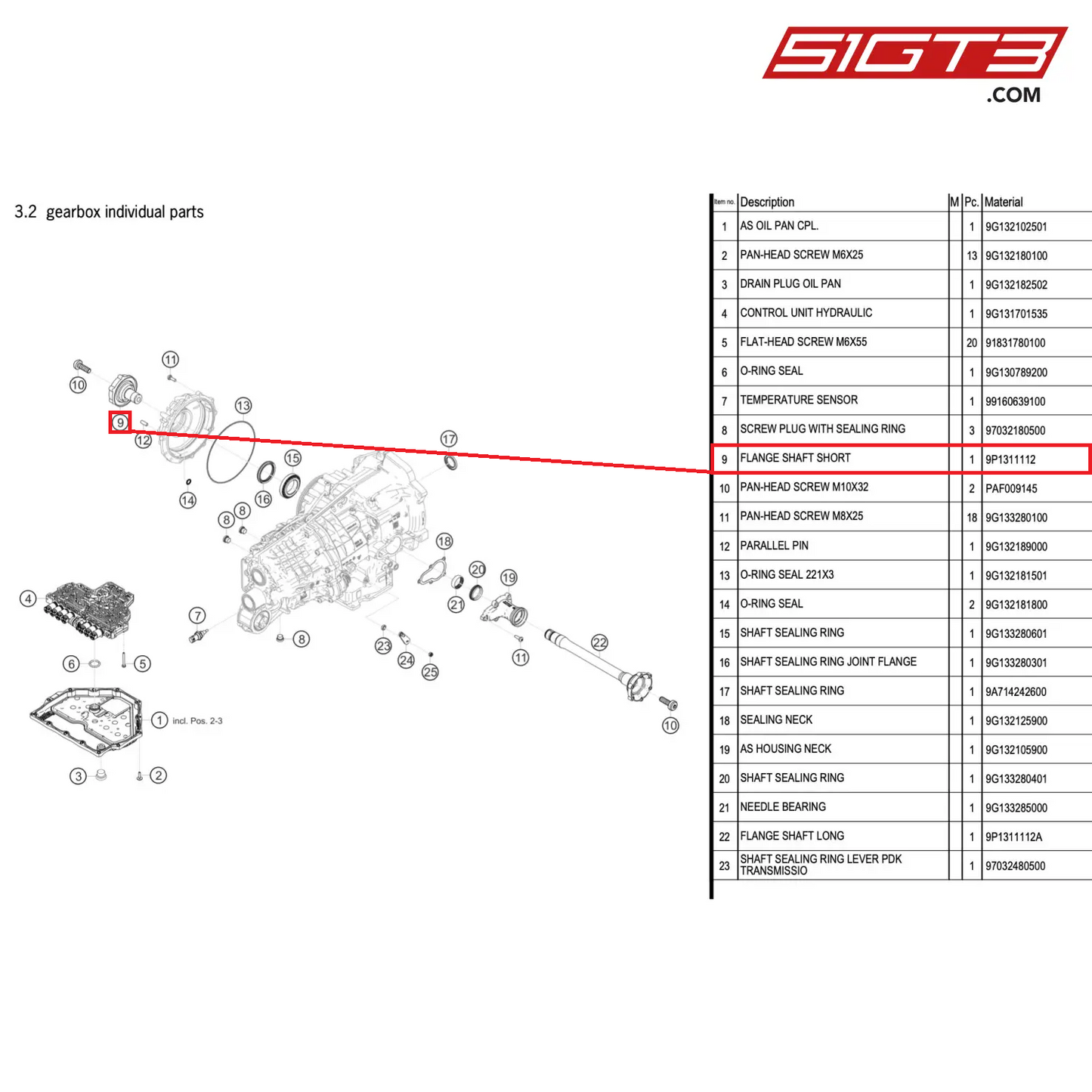 FLANGE SHAFT SHORT - 9P1311112 [PORSCHE 911 GT2 RS Clubsport]