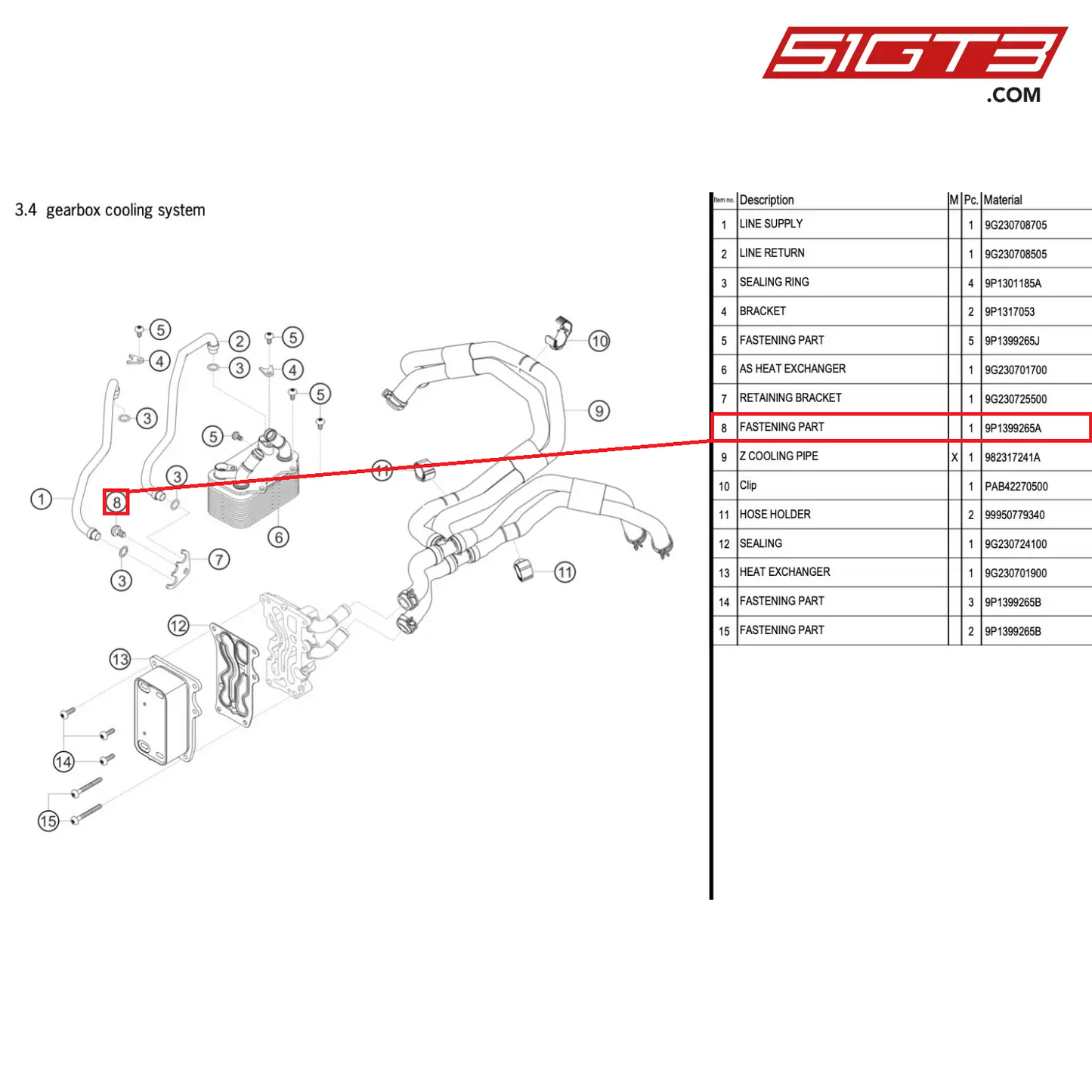 FASTENING PART - 9P1399265A [PORSCHE 718 Cayman GT4 RS Clubsport]