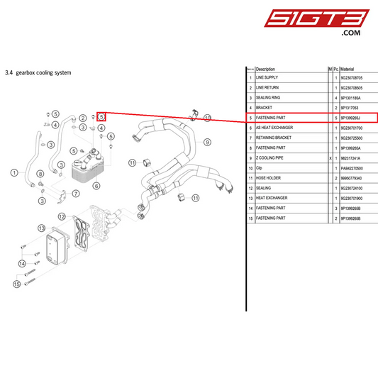 FASTENING PART - 9P1399265J [PORSCHE 718 Cayman GT4 RS Clubsport]