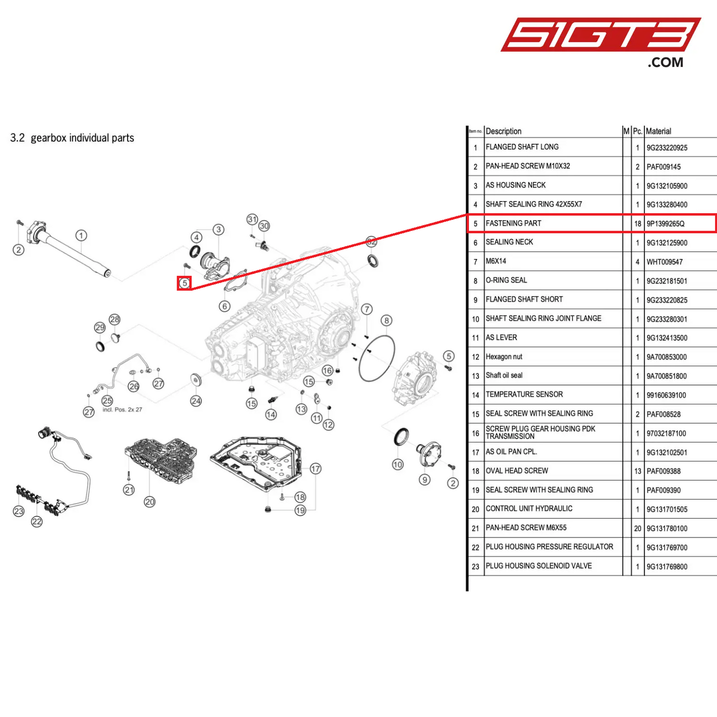 FASTENING PART - 9P1399265Q [PORSCHE 718 Cayman GT4 RS Clubsport]