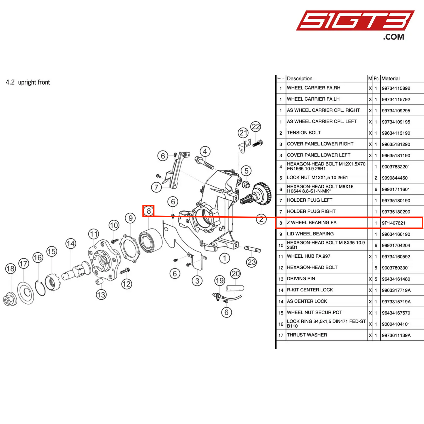 Z WHEEL BEARING FA - 9P1407621 [PORSCHE 997.2 GT3 Cup]