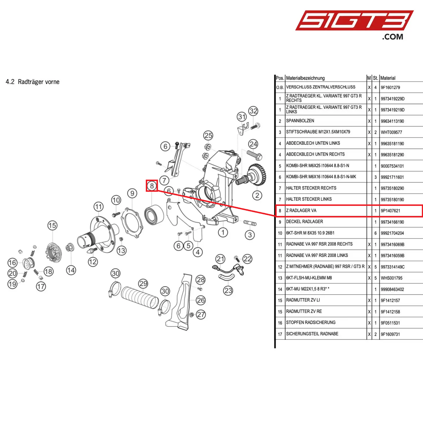 Z WHEEL BEARING FA - 9P1407621 [PORSCHE 997.1 GT3 R]