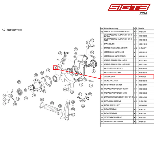 Z WHEEL BEARING FA - 9P1407621 [PORSCHE 997.1 GT3 R]