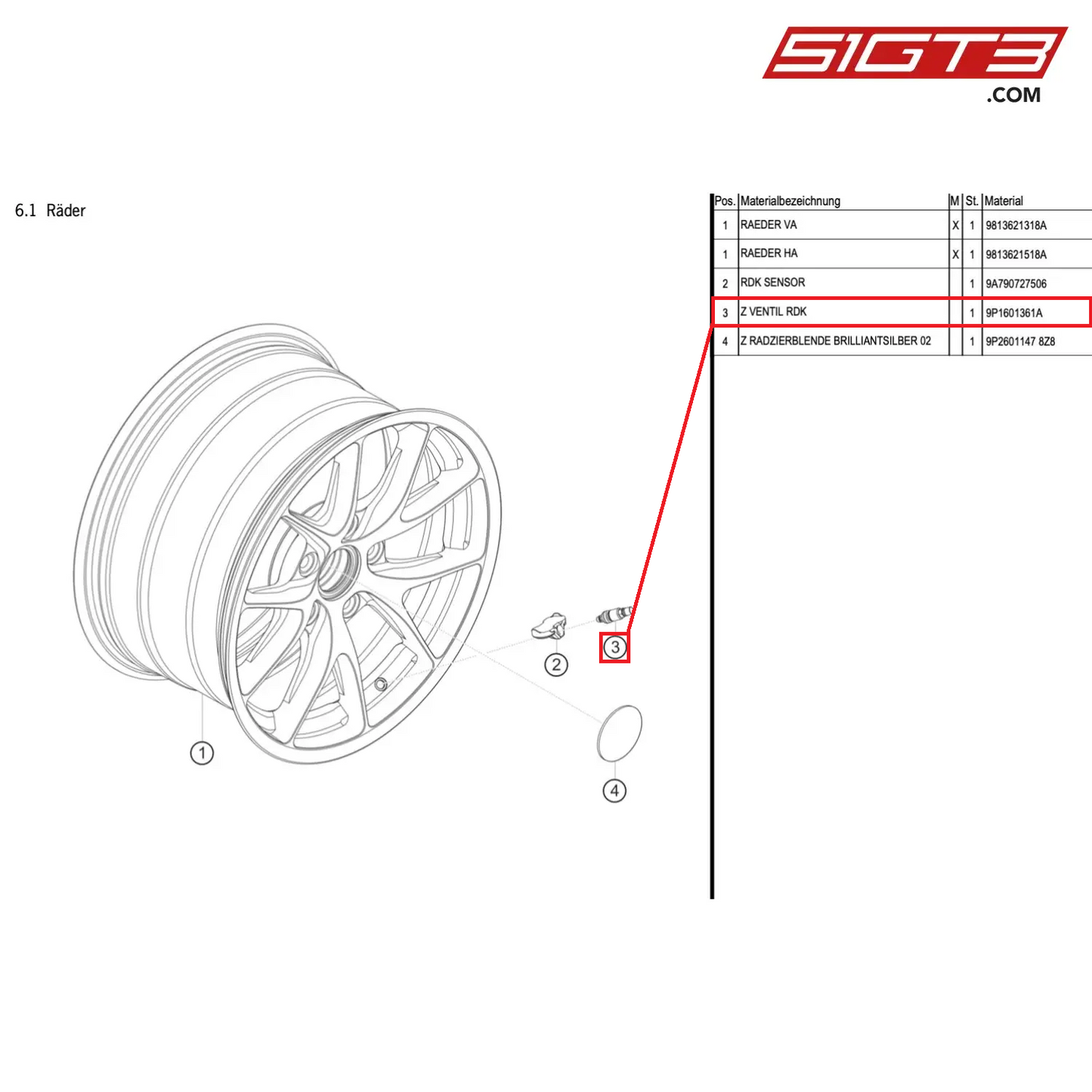 Z VALVE INFLATION CHECK - 9P1601361A [PORSCHE Cayman 981 GT4 Clubsport]