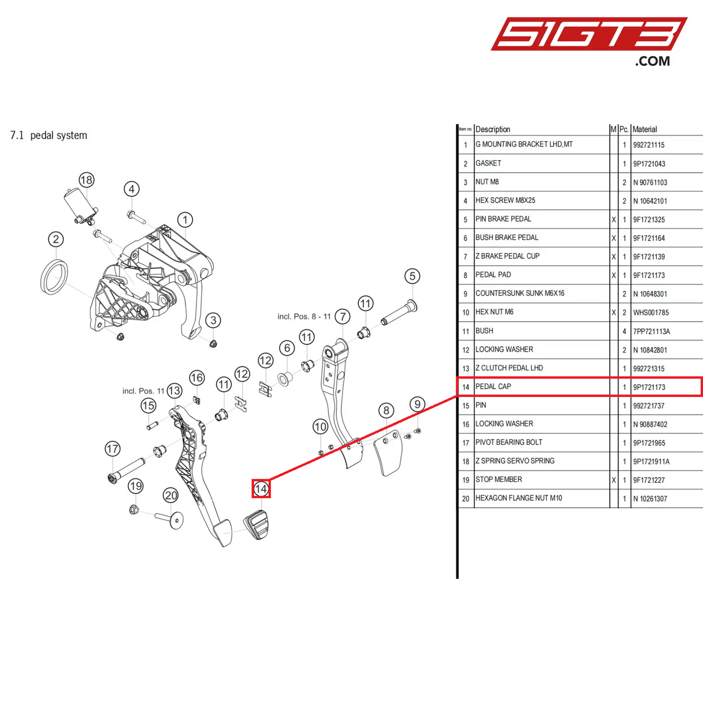 PEDAL CAP - 9P1721173 [PORSCHE 911 GT3 Cup Type 992]