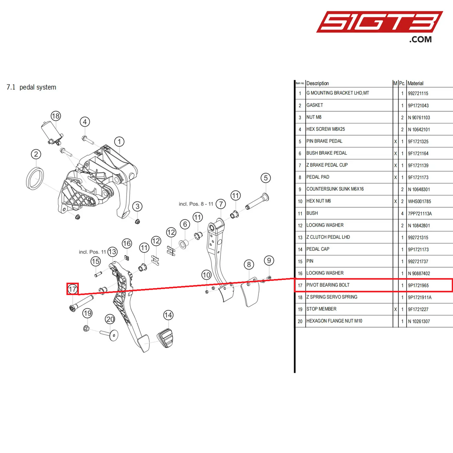 PIVOT BEARING BOLT - 9P1721965 [PORSCHE 911 GT3 Cup Type 992]