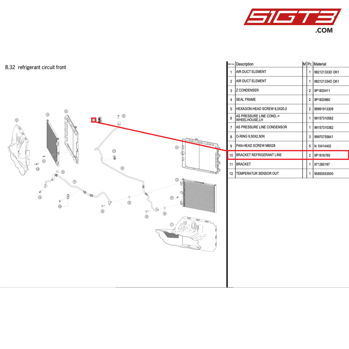 BRACKET REFRIGERANT LINE - 9P1816765 [PORSCHE 718 Cayman GT4 RS Clubsport]