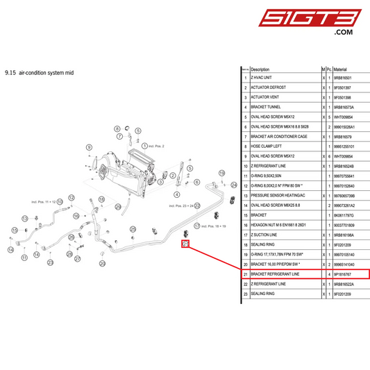 BRACKET REFRIGERANT LINE - 9P1816767 [PORSCHE 992.1 GT3 R]