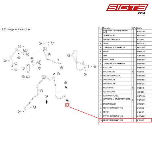 BRACKET REFRIGERANT LINE - 9P1816767 [PORSCHE 718 Cayman GT4 RS Clubsport]