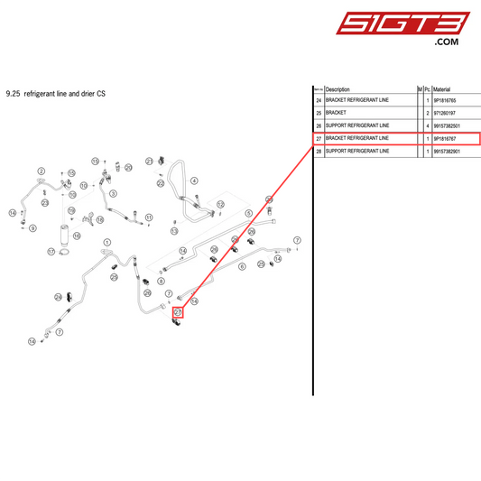 BRACKET REFRIGERANT LINE - 9P1816767 [PORSCHE 911 GT2 RS Clubsport]