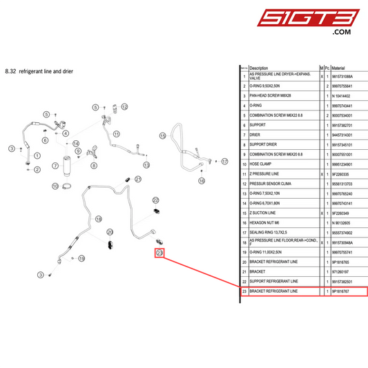 BRACKET REFRIGERANT LINE - 9P1816767 [PORSCHE 718 Cayman GT4 Clubsport]