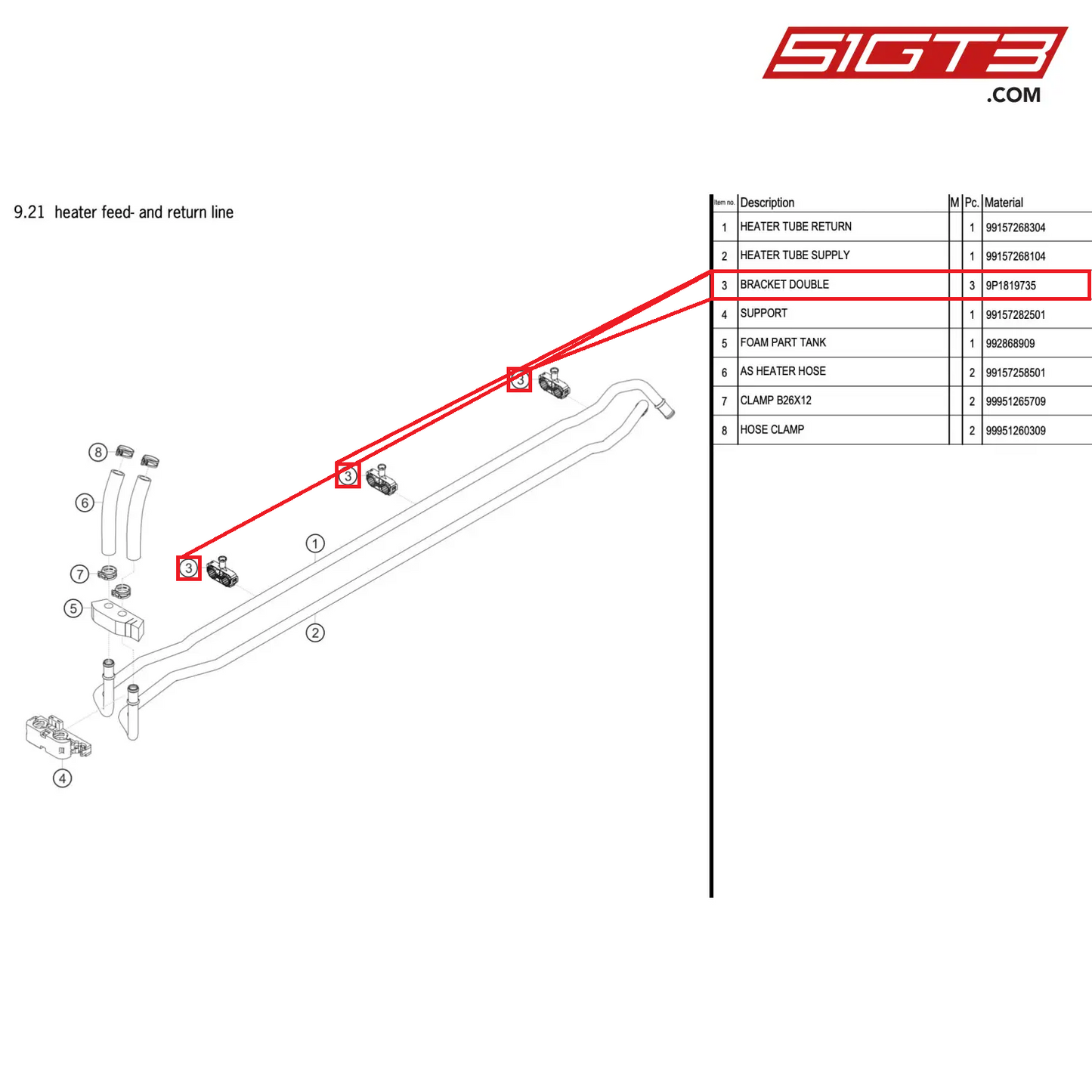 BRACKET DOUBLE - 9P1819735 [PORSCHE 911 GT2 RS Clubsport]