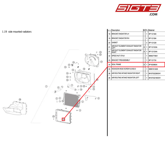 SEAL FRAME - 9P1820860A [PORSCHE 991.1 GT3 Cup (2017)]