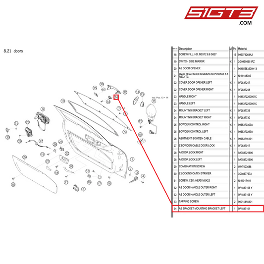 AS BRACKET MOUNTING BRACKET LEFT - 9P1837161 [PORSCHE 718 Cayman GT4 Clubsport]