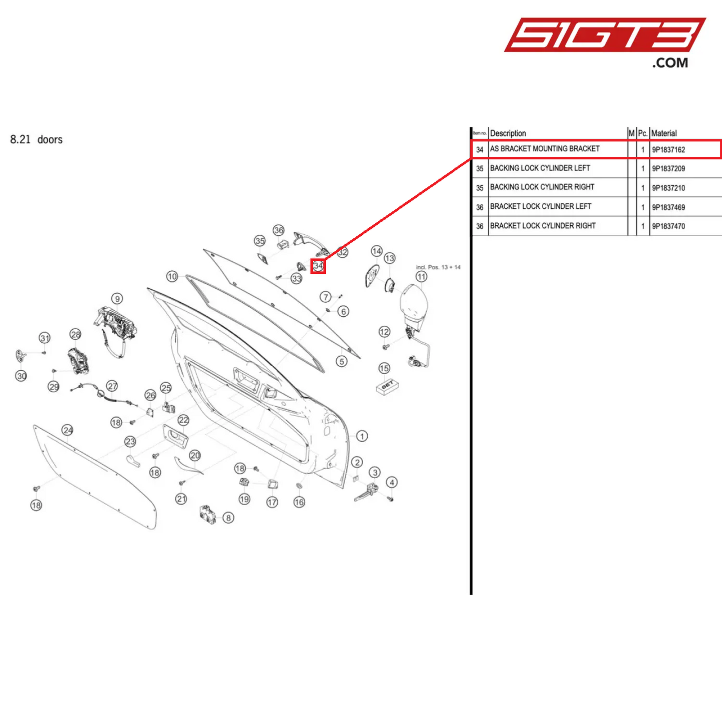 AS BRACKET MOUNTING BRACKET - 9P1837162 [PORSCHE 718 Cayman GT4 Clubsport]