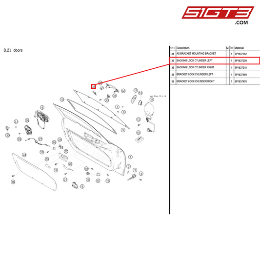 BACKING LOCK CYLINDER LEFT - 9P1837209 [PORSCHE 718 Cayman GT4 Clubsport]