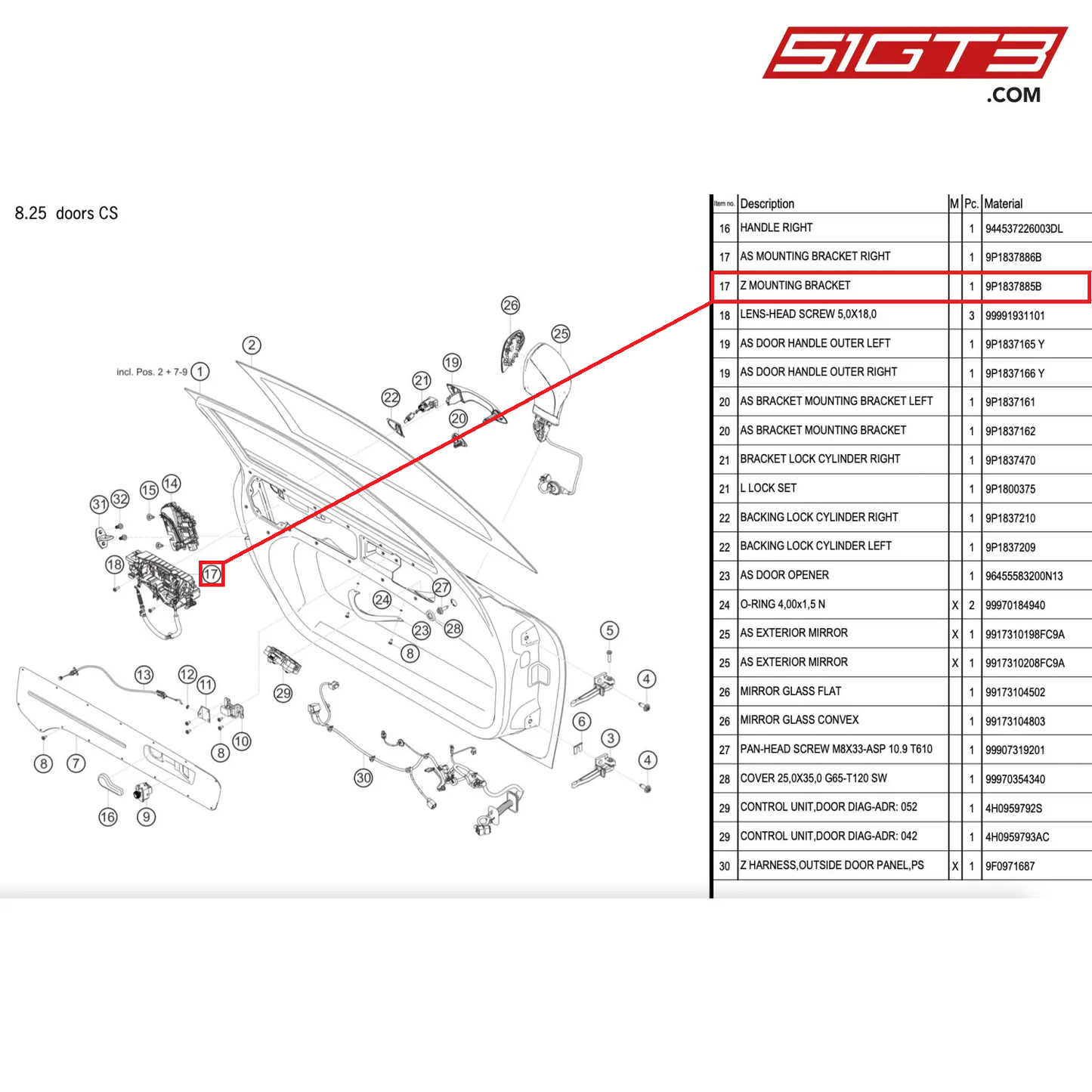 Z MOUNTING BRACKET - 9P1837885B [PORSCHE 911 GT2 RS Clubsport]