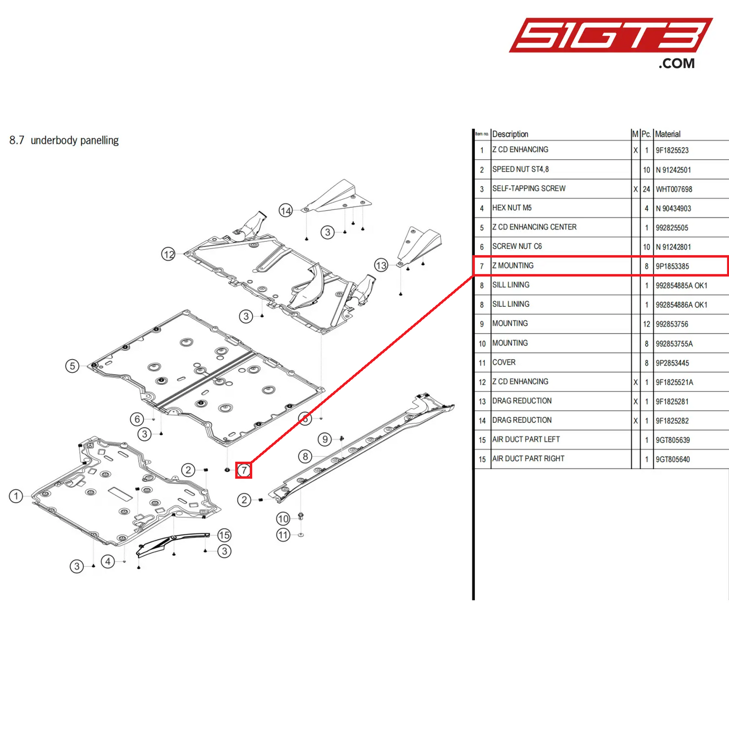 Z MOUNTING - 9P1853385 [PORSCHE 911 GT3 Cup Type 992]