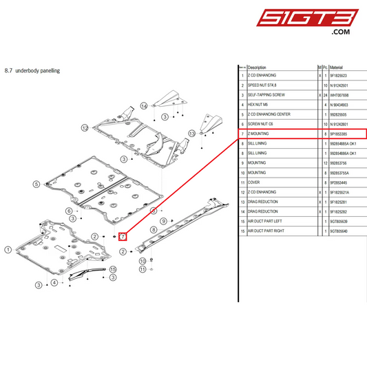 Z MOUNTING - 9P1853385 [PORSCHE 992.1 GT3 Cup]