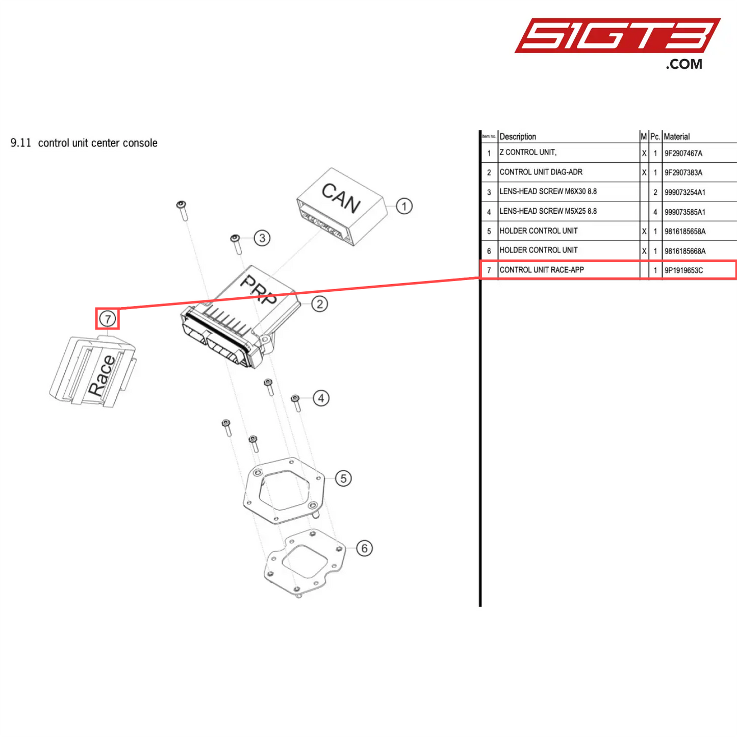 CONTROL UNIT RACE-APP - 9P1919653C [PORSCHE 718 Cayman GT4 Clubsport]