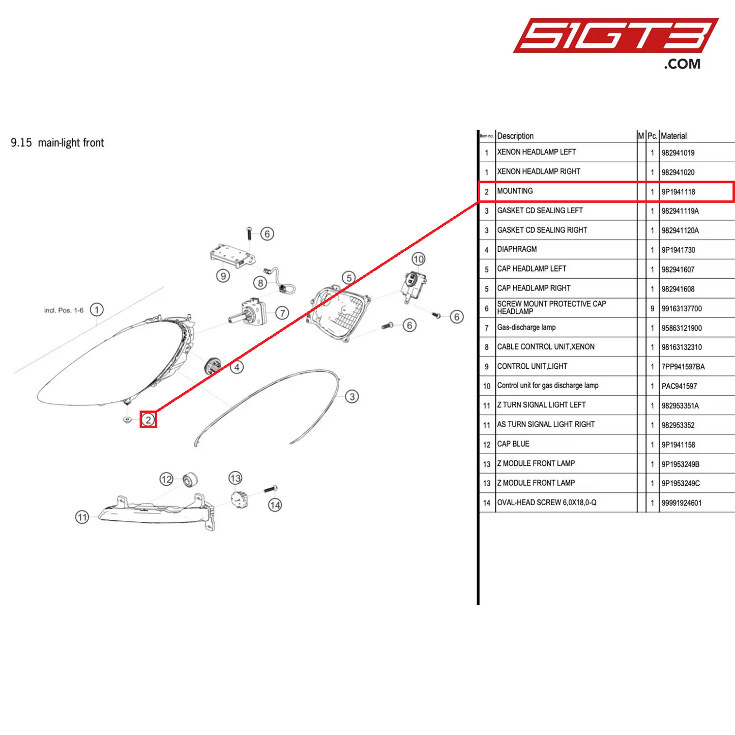 MOUNTING - 9P1941118 [PORSCHE 718 Cayman GT4 RS Clubsport]