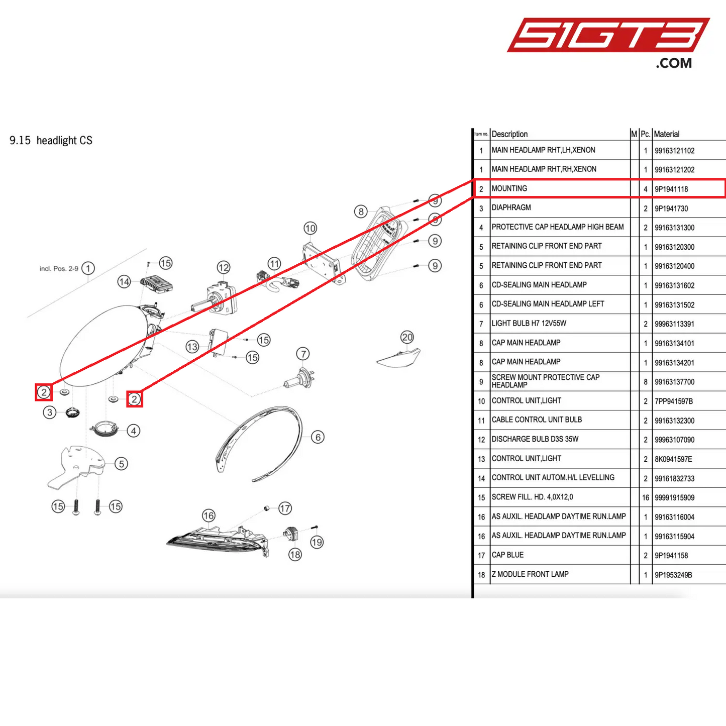 MOUNTING - 9P1941118 [PORSCHE 911 GT2 RS Clubsport]