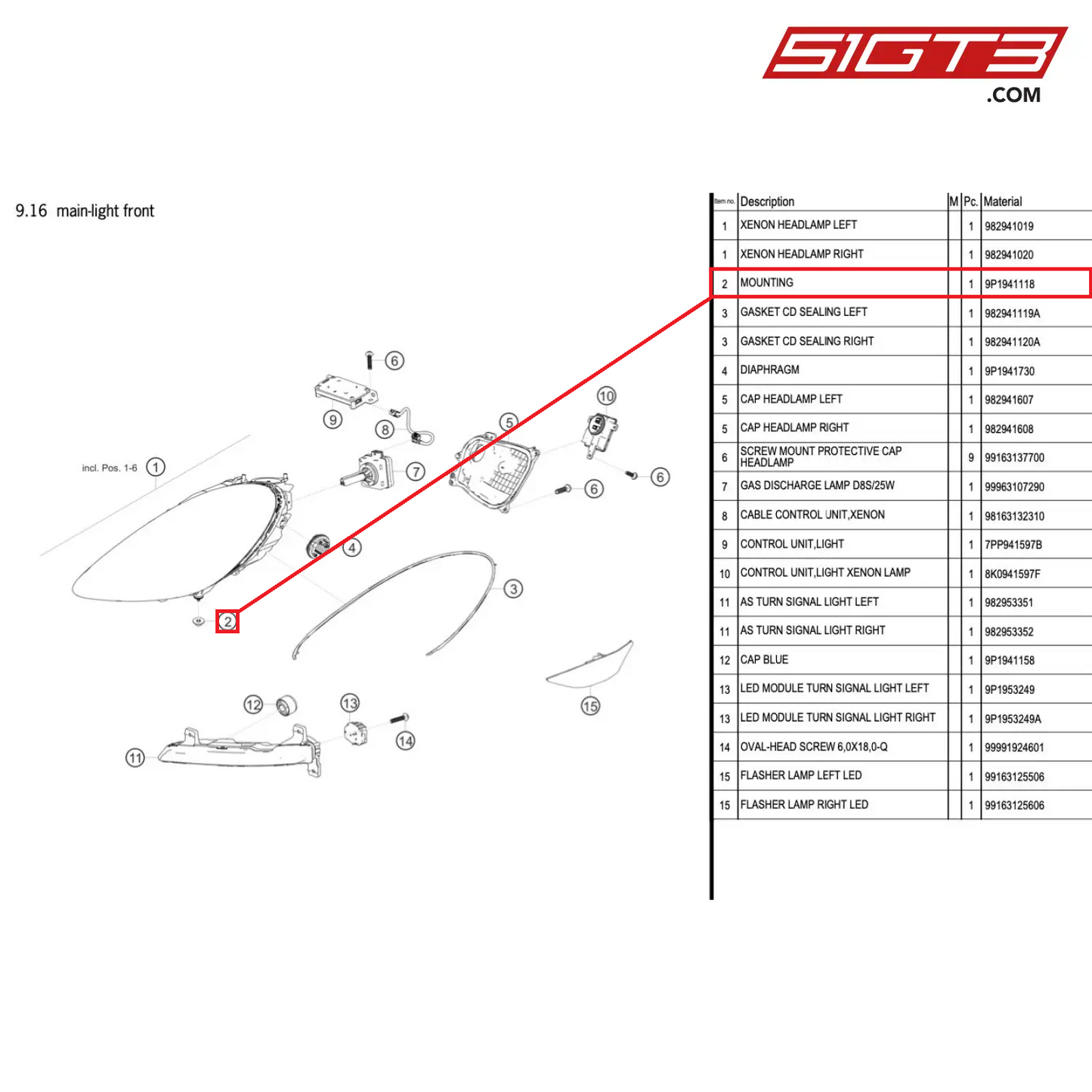 MOUNTING - 9P1941118 [PORSCHE 718 Cayman GT4 Clubsport]