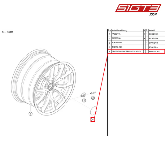 Z WHEEL TRIM - 9P2601147 8Z8 [PORSCHE Cayman 981 GT4 Clubsport]