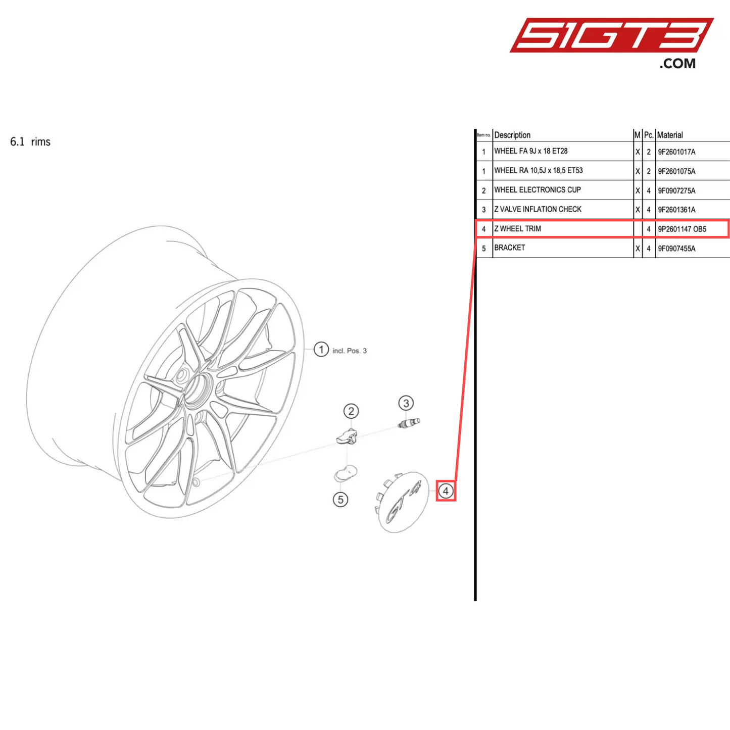 Z WHEEL TRIM - 9P2601147  OB5 [PORSCHE 718 Cayman GT4 RS Clubsport]