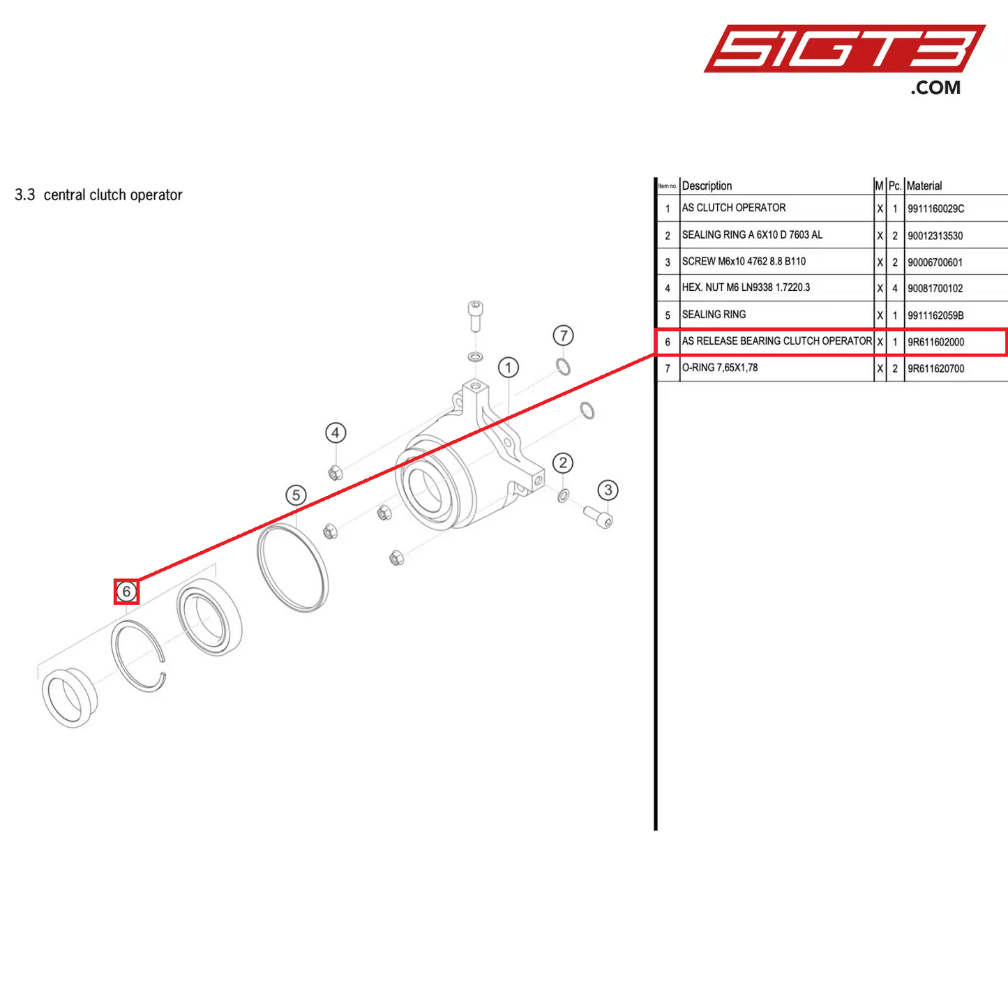 AS RELEASE BEARING CLUTCH OPERATOR - 9R611602000 [PORSCHE 911 GT3 R Type 991 (GEN 2)]