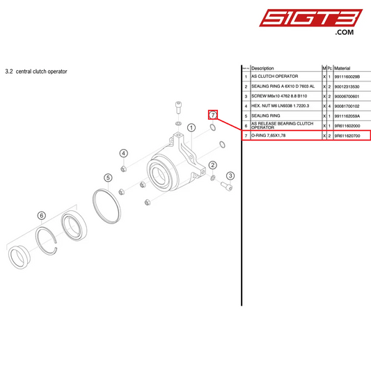 Joint torique 7,65 x 1,78 - 9R611620700 [PORSCHE 991.2 GT3 Cup]