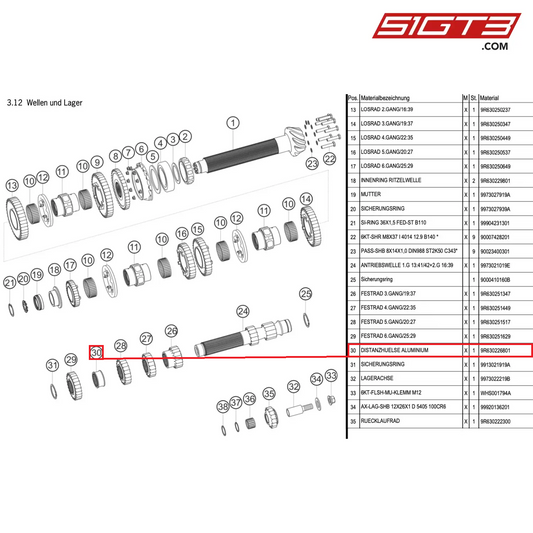 SPACER SLEEVE ALUMINUM - 9R630226801 [PORSCHE 997.1 GT3 R]