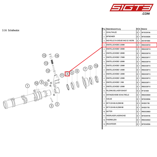 ADJUSTING DISK 2,00MM - 9R630339720 [PORSCHE 997.1 GT3 R]